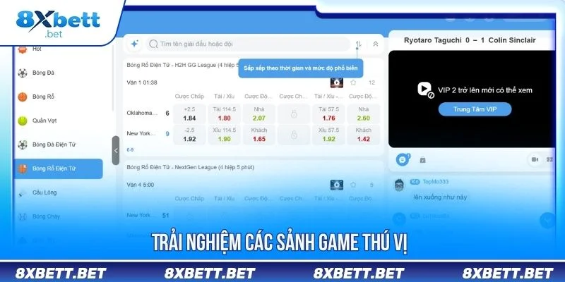 Người chơi có thể truy cập vào các sảnh game tùy theo sở thích
